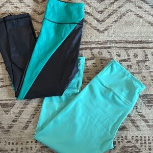 ZYIA Teal and Black Leggings Duo